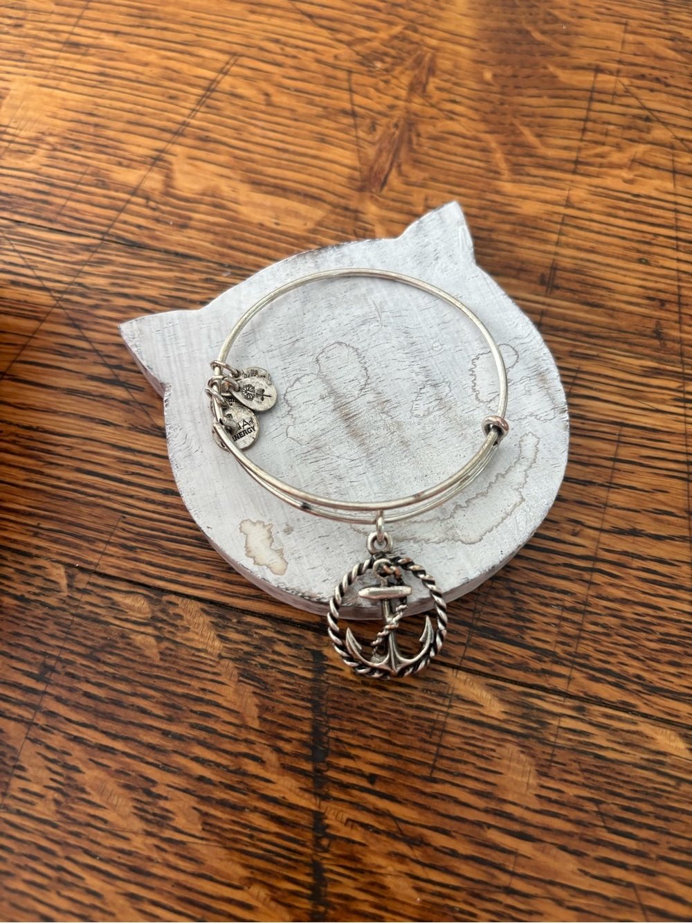 Coastal Dockside Alex and Ani Silver Anchor Charm Bangle Bracelet